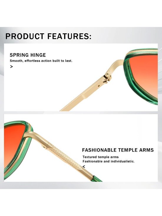 Women\'s Green Tangle Free Polarized Aviator Retro Square Metal Frame Sunglasses main image 2